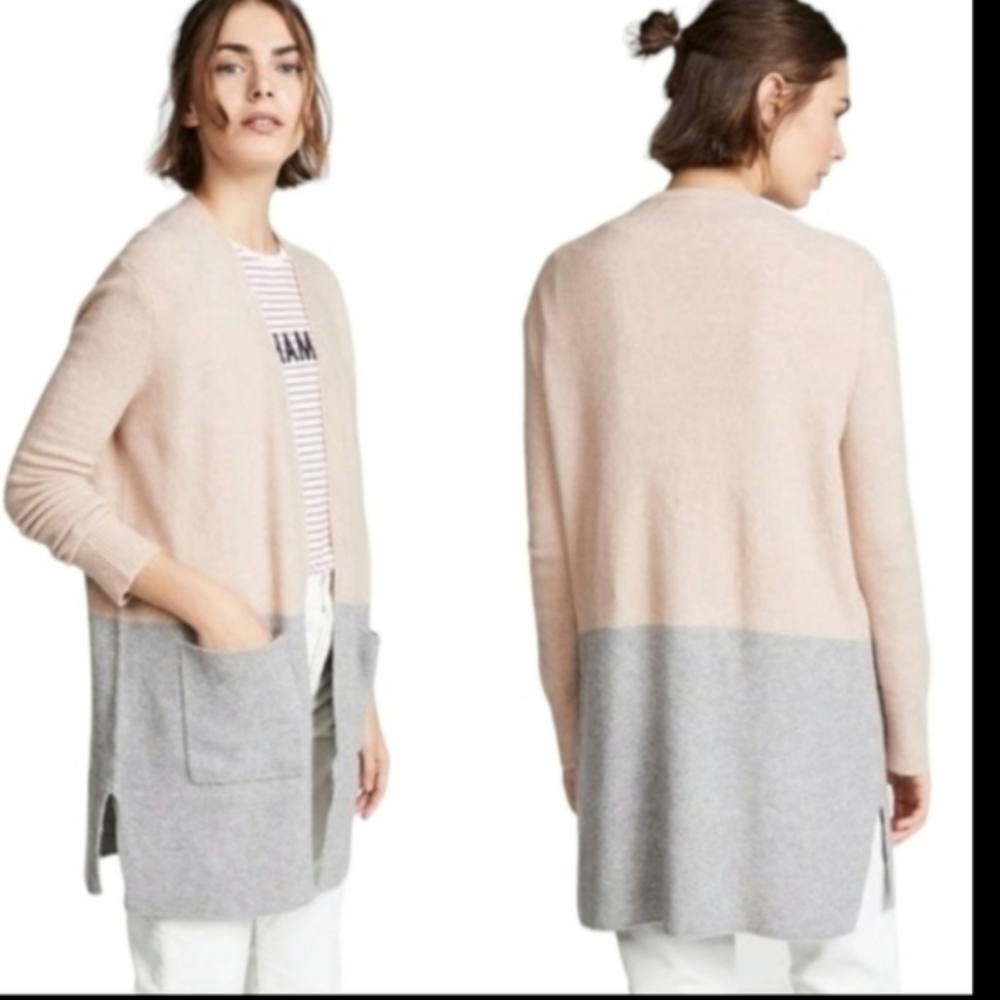 Madewell Two-Tone Cardigan in Pink and Gray